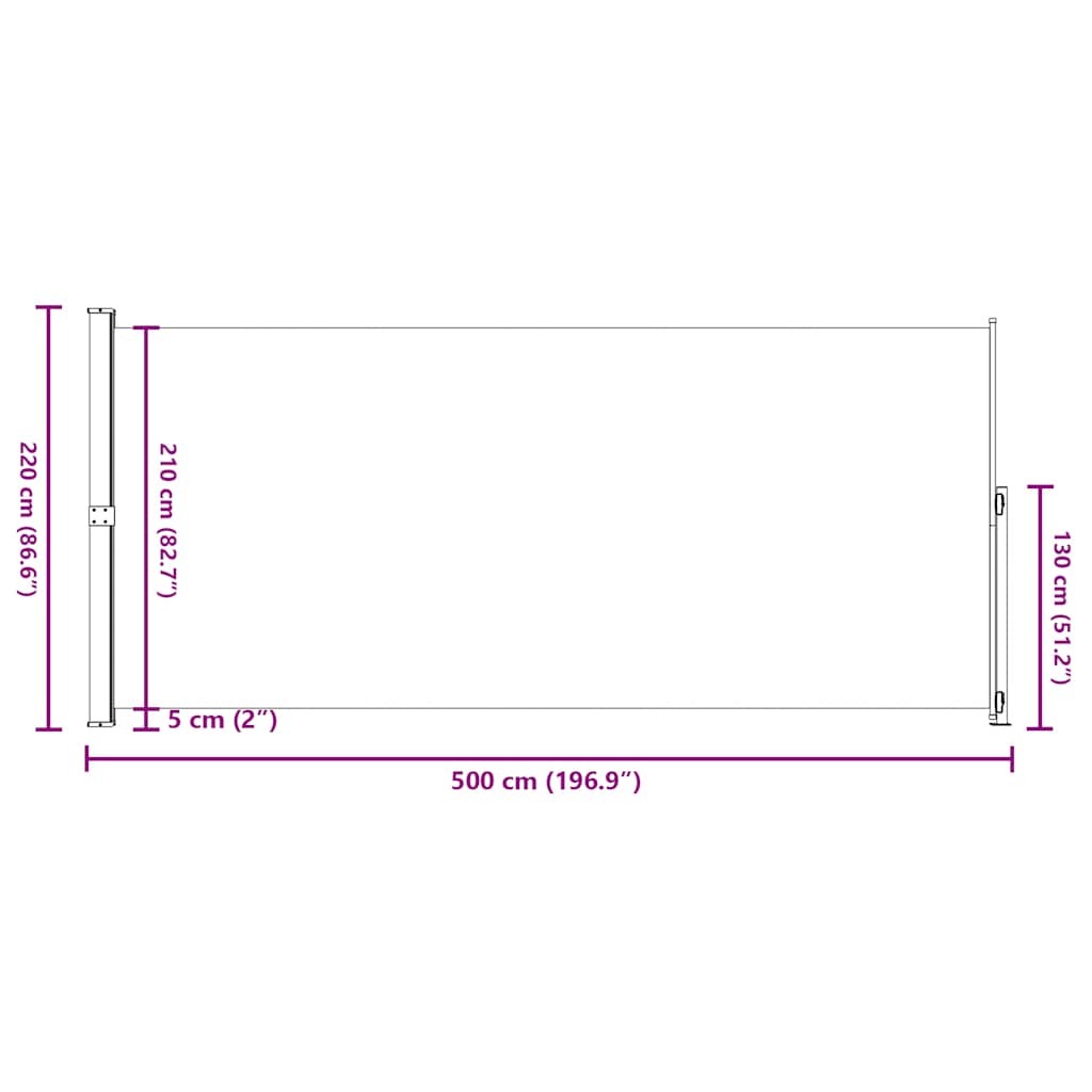 Tenda Laterale Retrattile per Patio 220x514 cm Nera