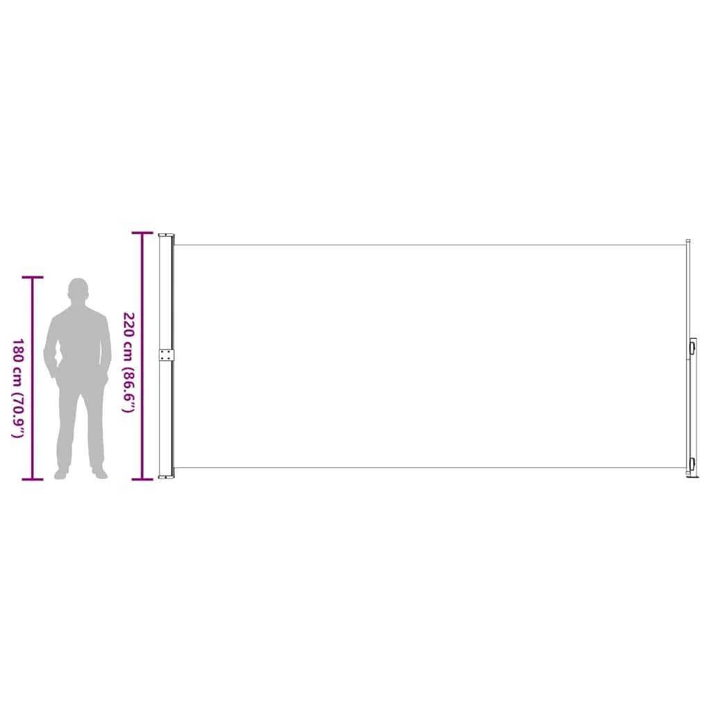 Tenda Laterale Retrattile per Patio 220x514 cm Grigia