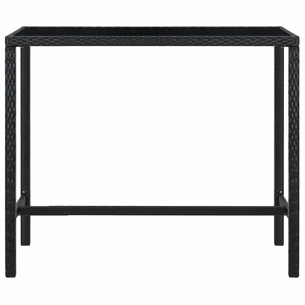 Tavolo da Bar per Esterni Nero 130x60x110 cm Polyrattan e Vetro