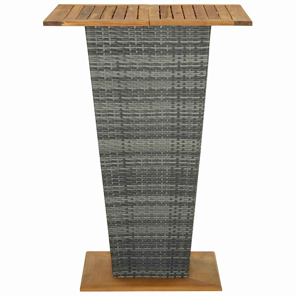 Tavolino da Tè Grigio 80x80x110 cm Polyrattan e Massello Acacia