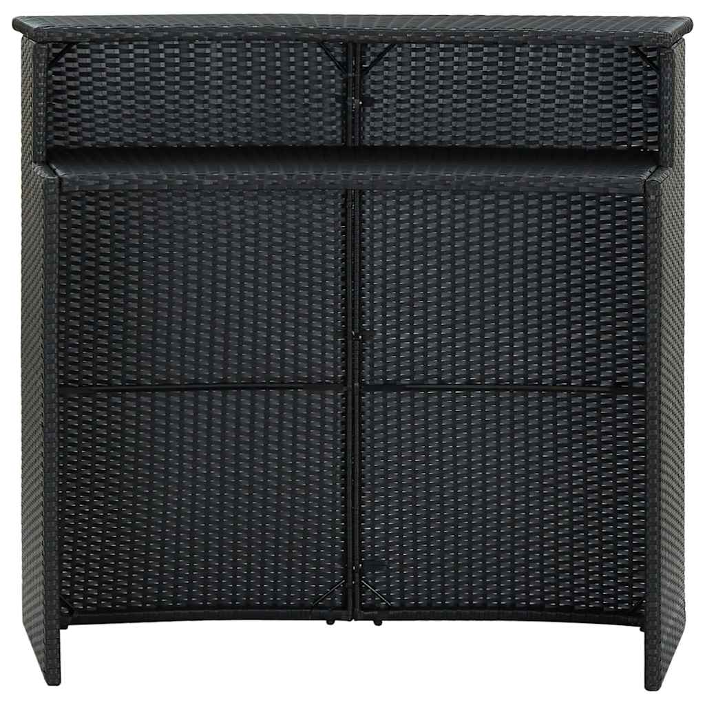 Tavolo da Bar per Esterni Nero 120x55x110 cm in Polyrattan