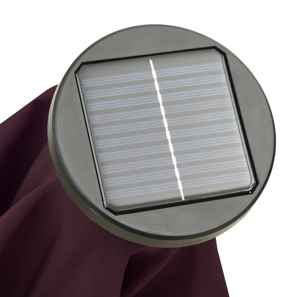 Ombrellone da Giardino con LED Bordeaux 200x211 cm in Alluminio