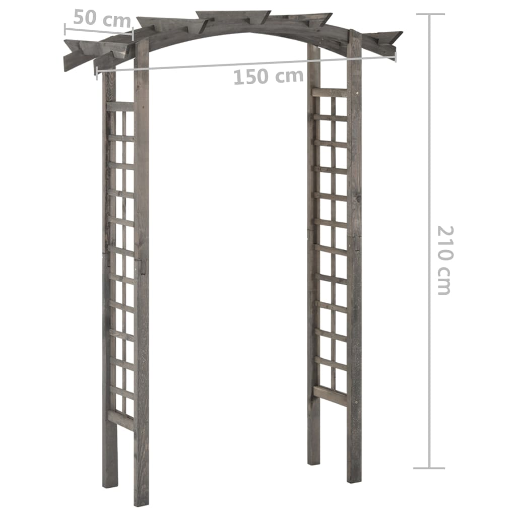 Arco a Traliccio 150x50x210 cm Legno di Pino Impregnato Grigio