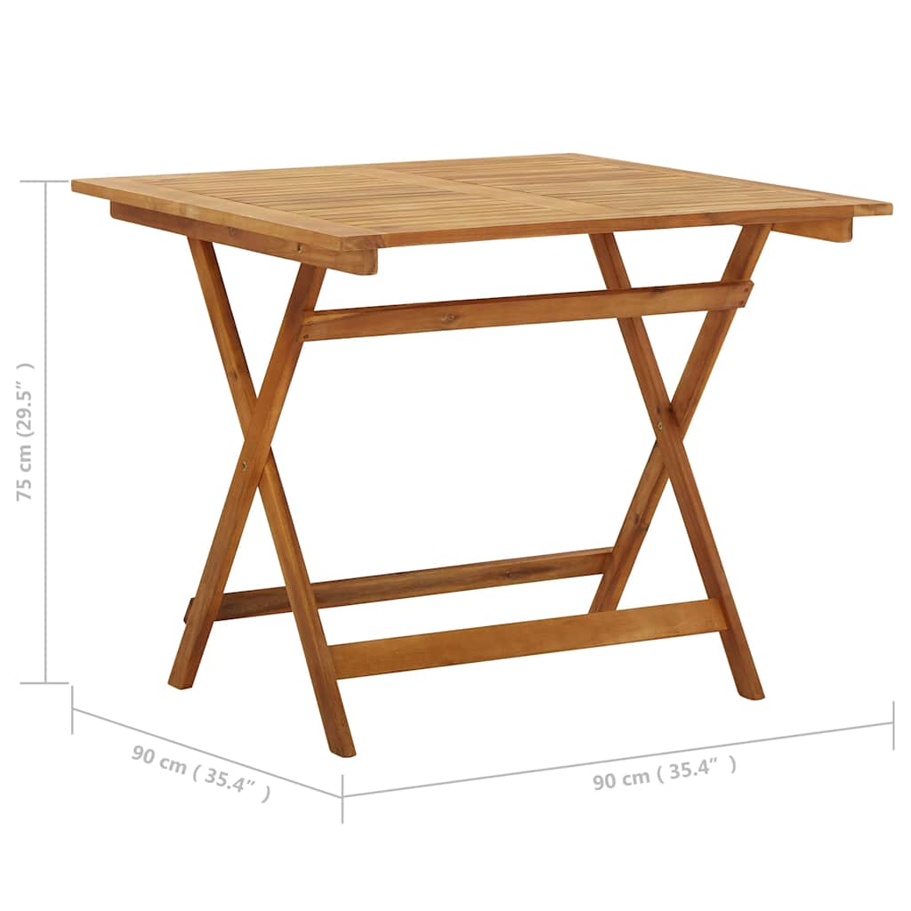Tavolo da Giardino Pieghevole 90x90x75 cm in Massello d'Acacia