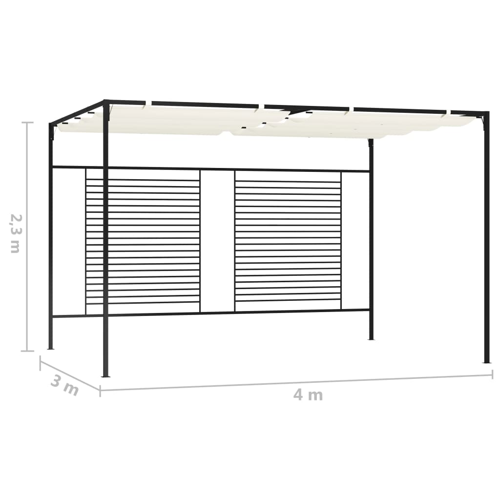Gazebo con Tetto Retrattile 3x4x2,3 m Crema 180 g/m²