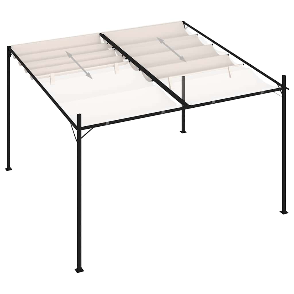 Gazebo con Tetto Retrattile 300x300x233 cm Crema