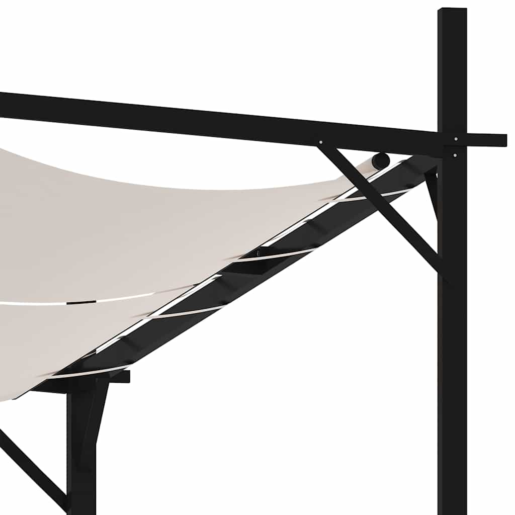 Gazebo con Tetto Retrattile 300x300x233 cm Crema