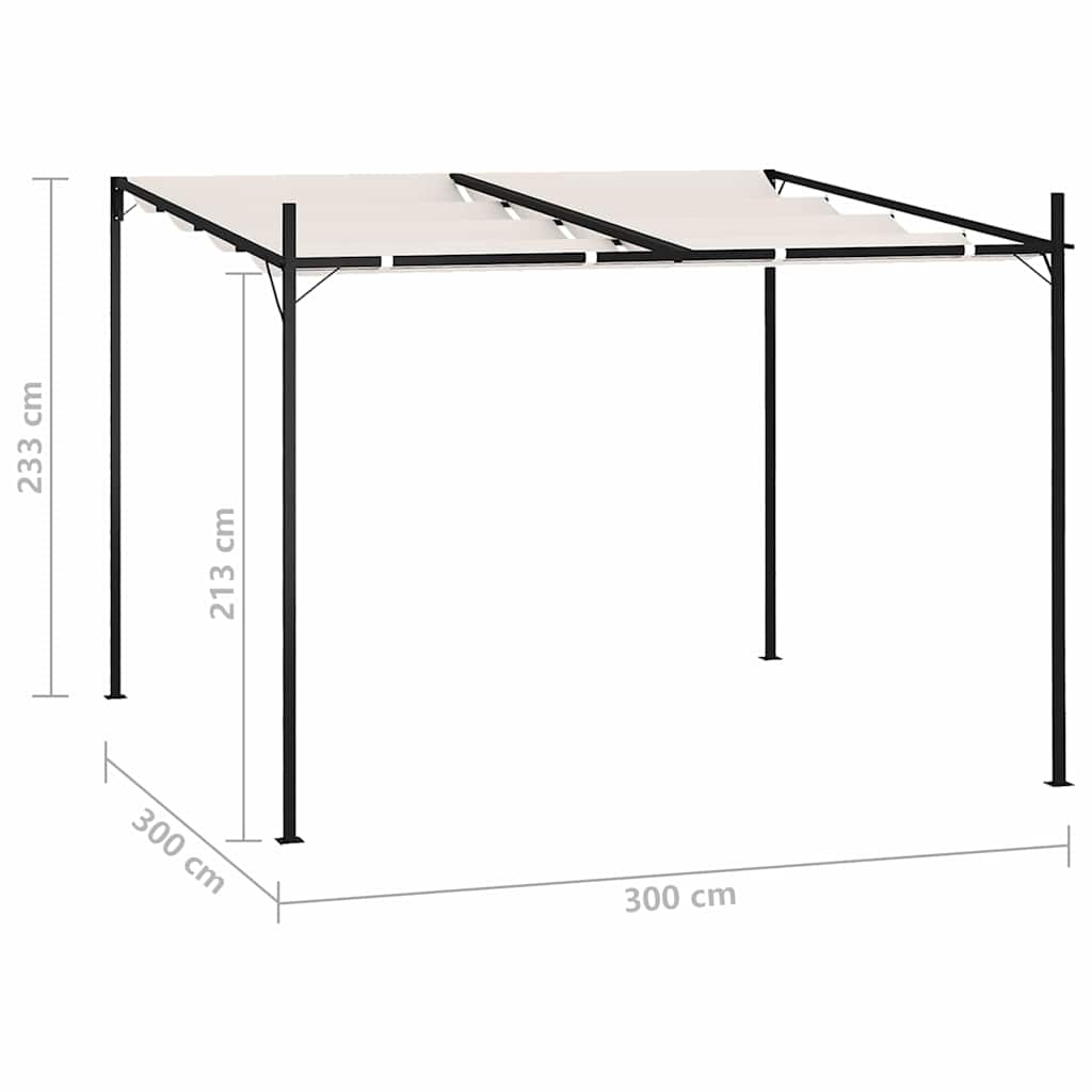 Gazebo con Tetto Retrattile 300x300x233 cm Crema