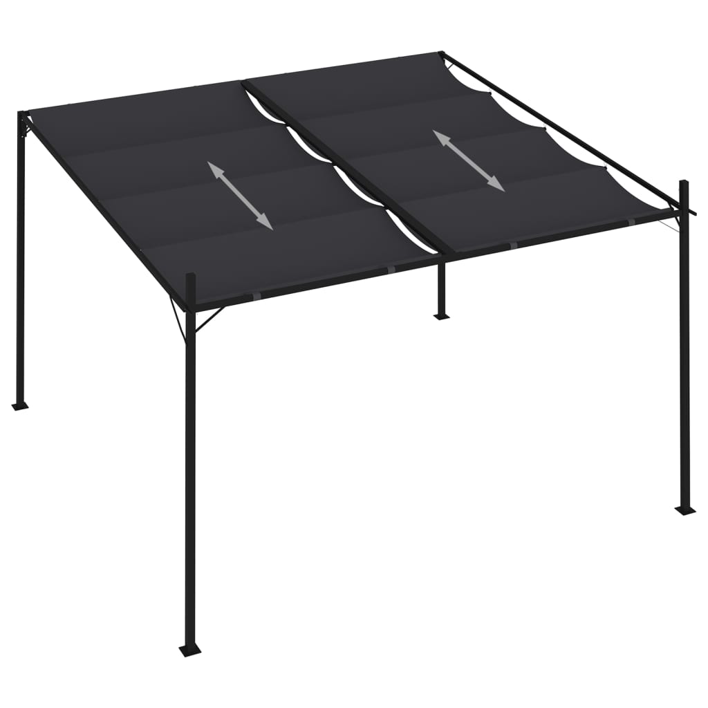 Gazebo con Tetto Retrattile 300x300x233 cm Antracite