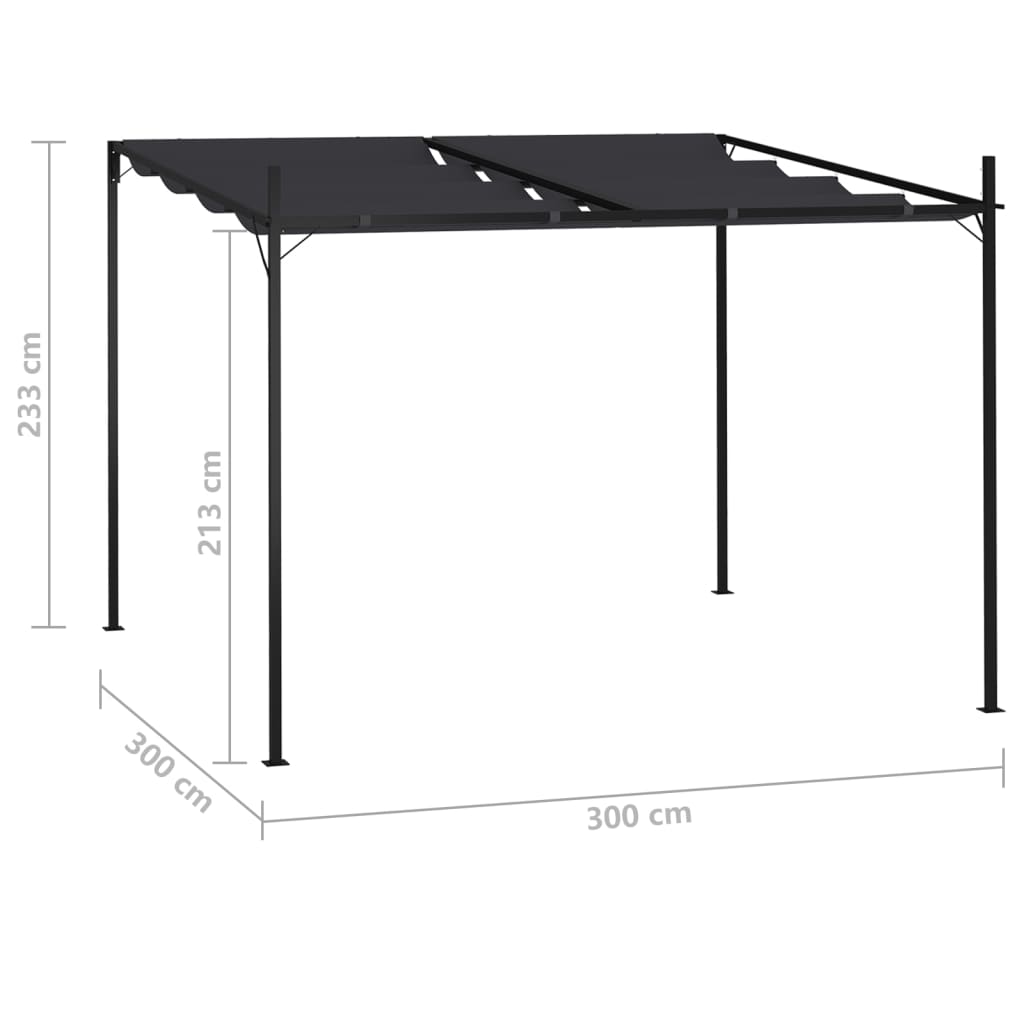 Gazebo con Tetto Retrattile 300x300x233 cm Antracite