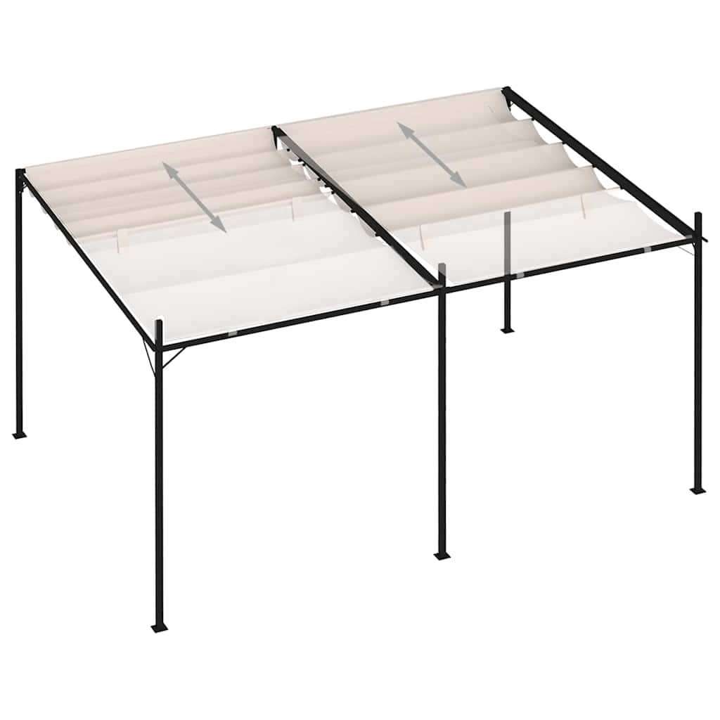 Gazebo con Tetto Retrattile 400x300x233 cm Crema
