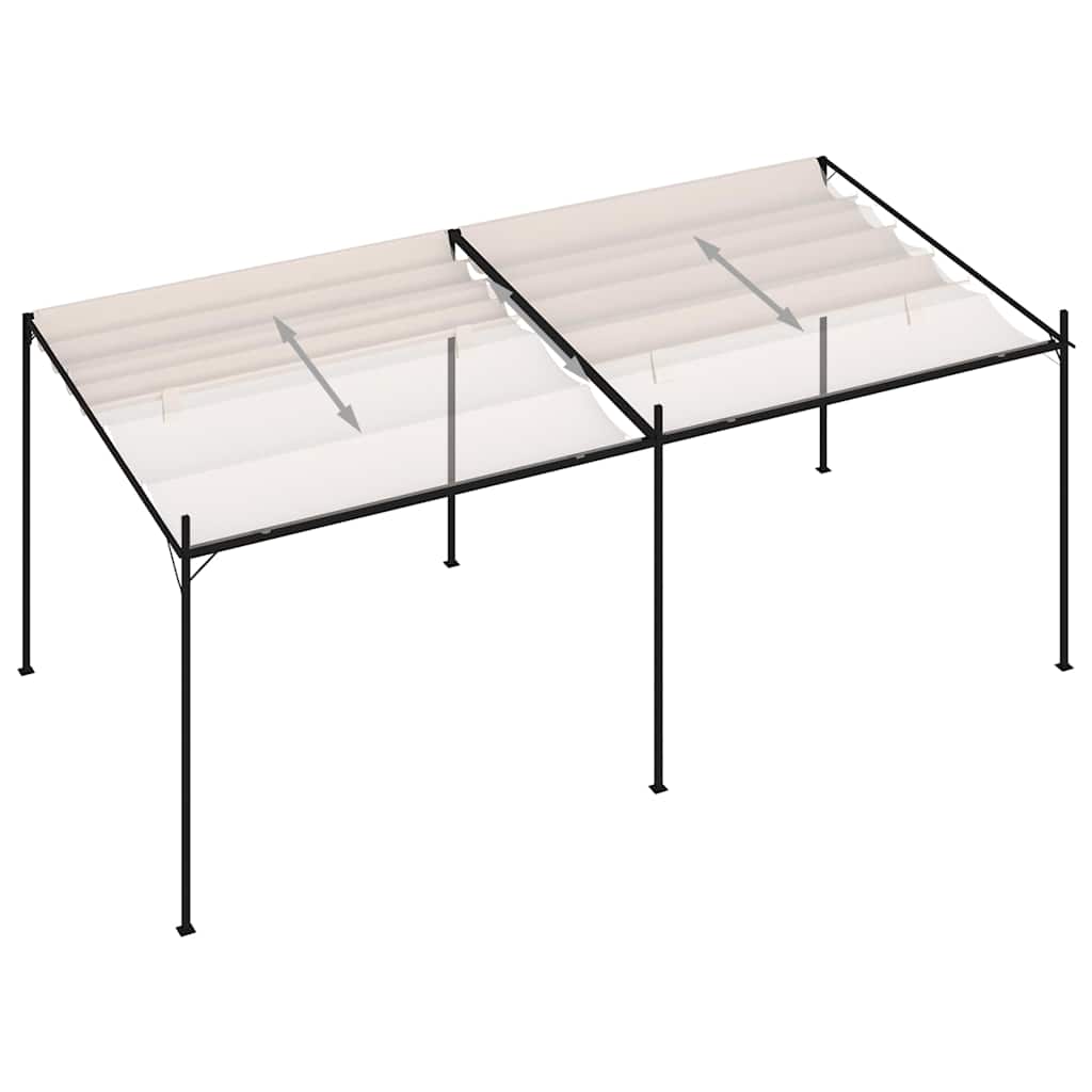 Gazebo con Tetto Retrattile 600x300x233 cm Crema