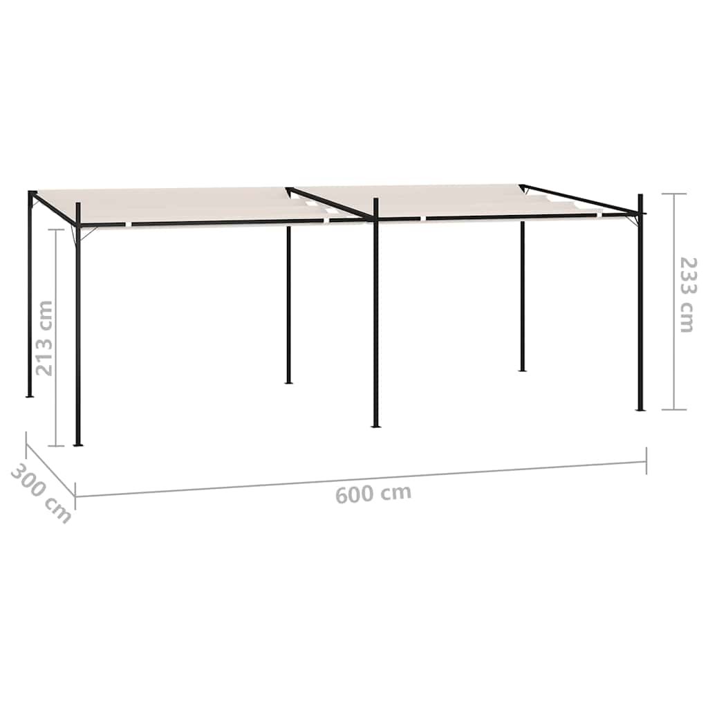 Gazebo con Tetto Retrattile 600x300x233 cm Crema