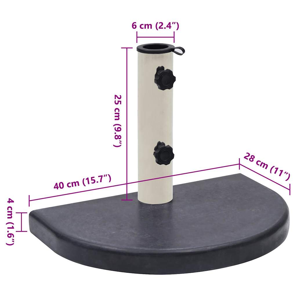 Base per Ombrellone Nera 40x28x4 cm in Granito