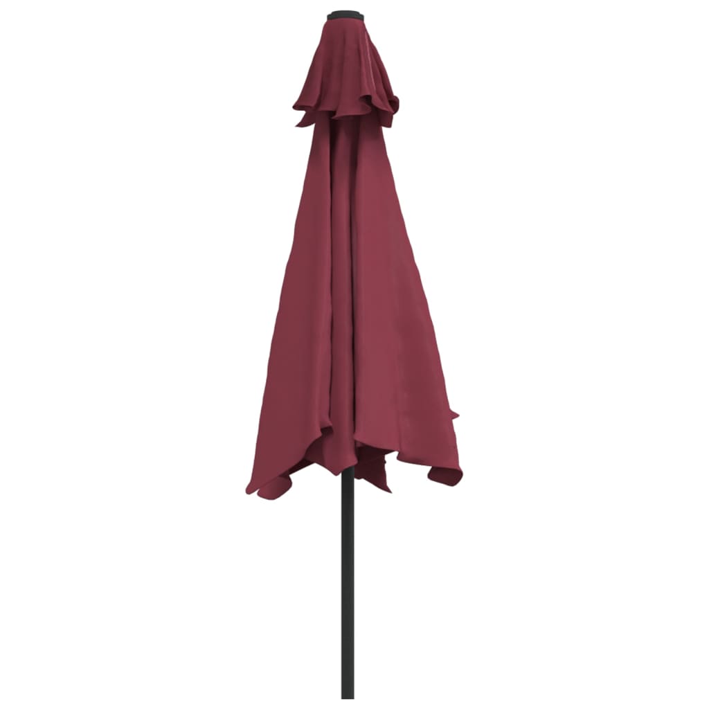 Ombrellone da Giardino con LED Palo Acciaio 300 cm Rosso Bordò