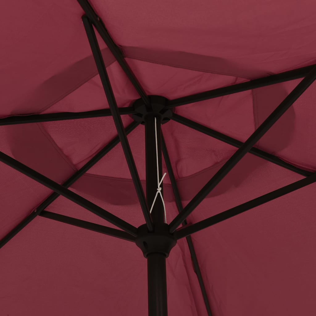 Ombrellone da Giardino con LED Palo Acciaio 300 cm Rosso Bordò