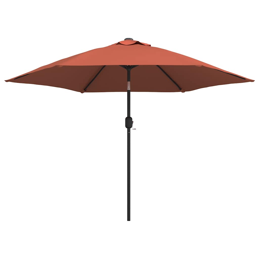 Ombrellone da Giardino con LED e Palo Acciaio 300 cm Terracotta