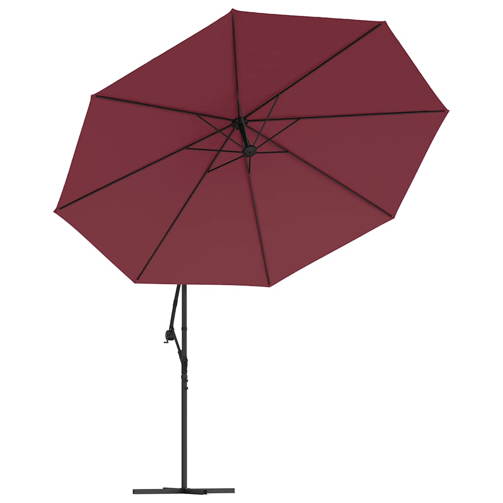 Ombrellone a Sbalzo con LED Rosso Bordò 350 cm