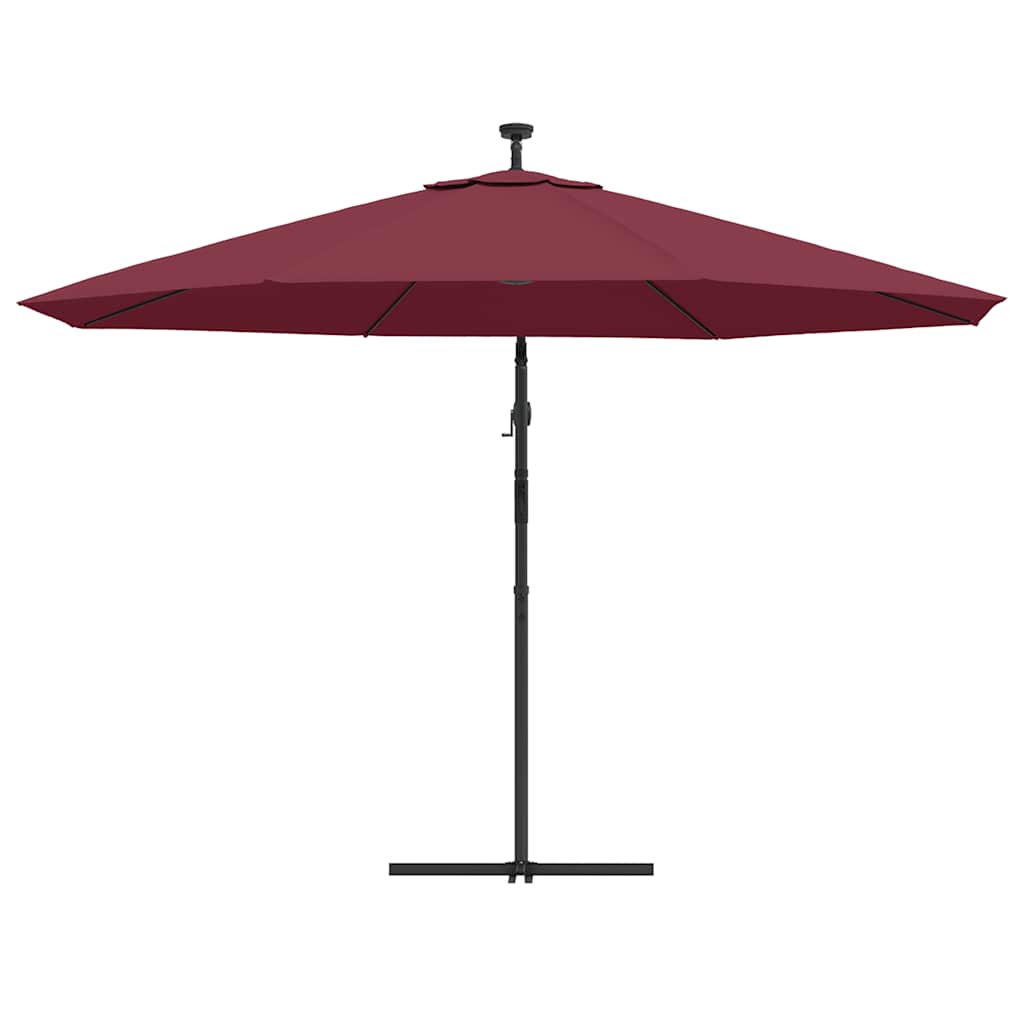Ombrellone a Sbalzo con LED Rosso Bordò 350 cm