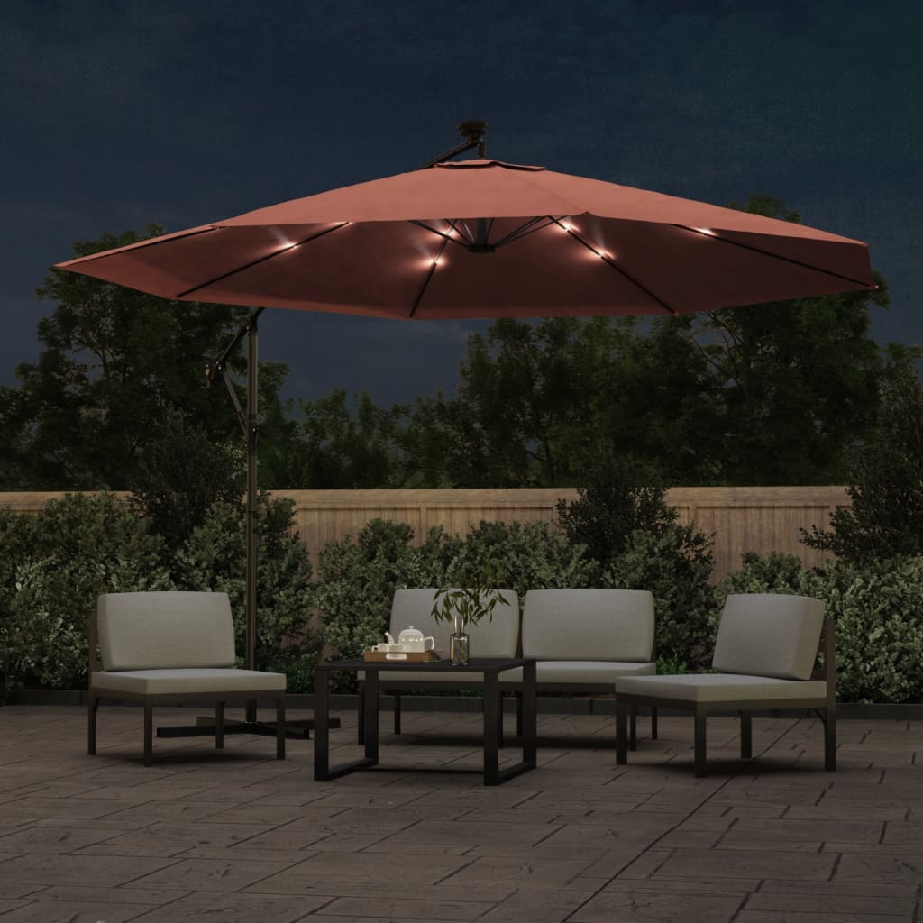 Ombrellone a Sbalzo con LED Terracotta 350 cm