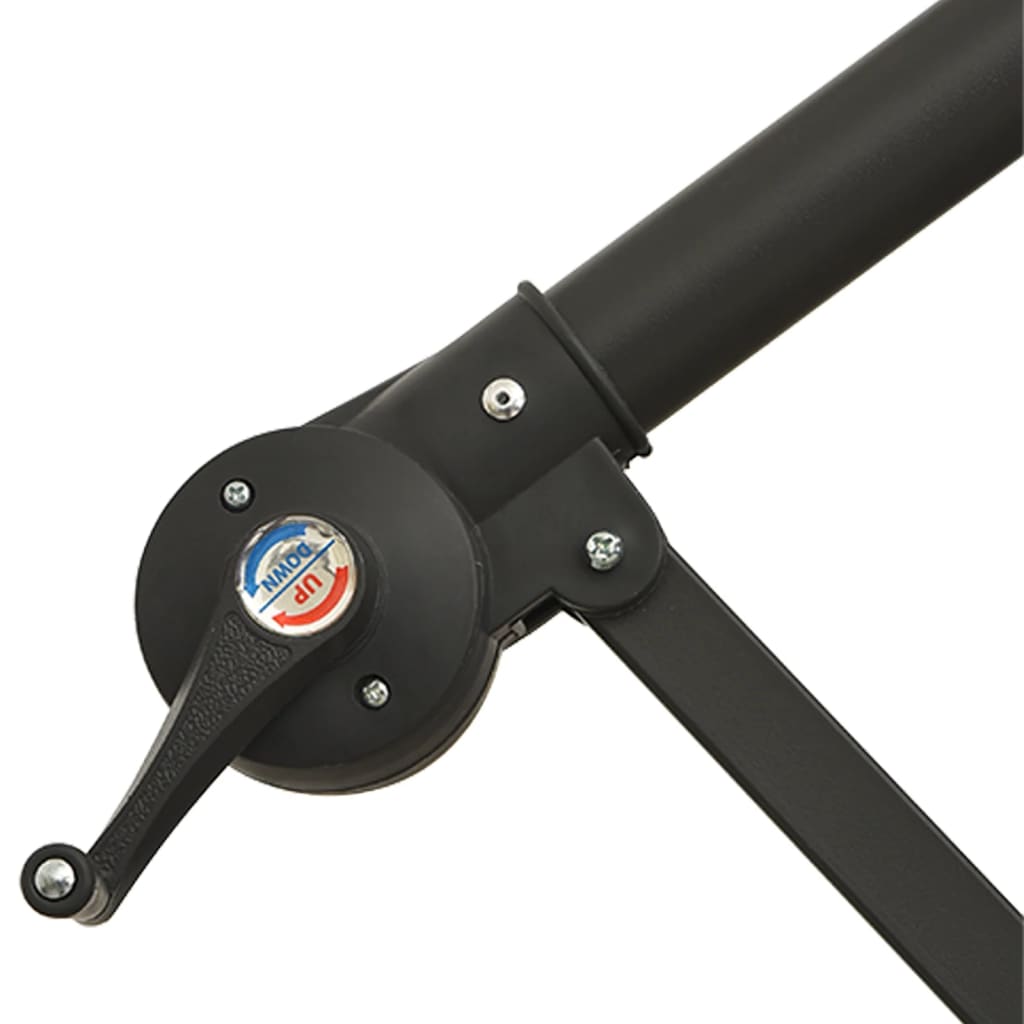 Ombrellone a Sbalzo con Palo e Luci a LED Nero 350 cm