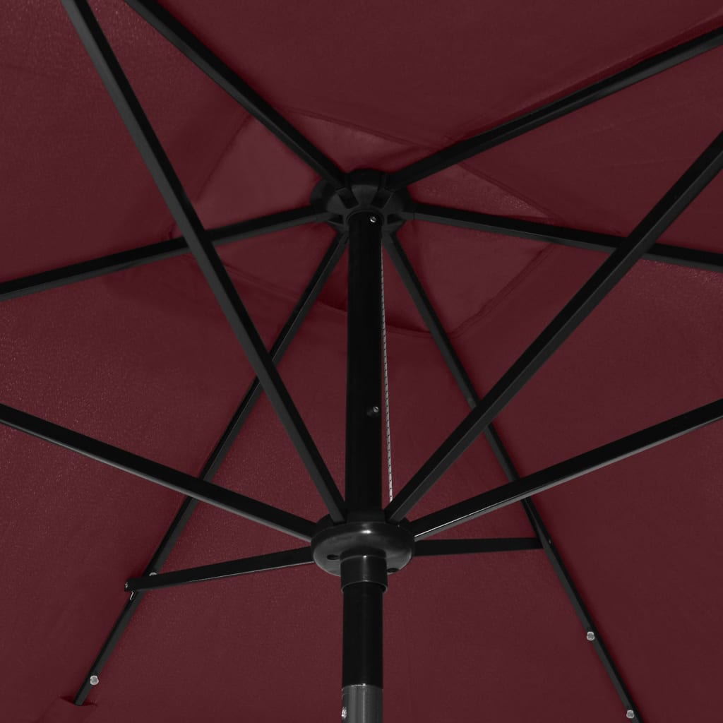 Ombrellone a Sbalzo con Palo in Acciaio e LED Bordeaux 2x3 m