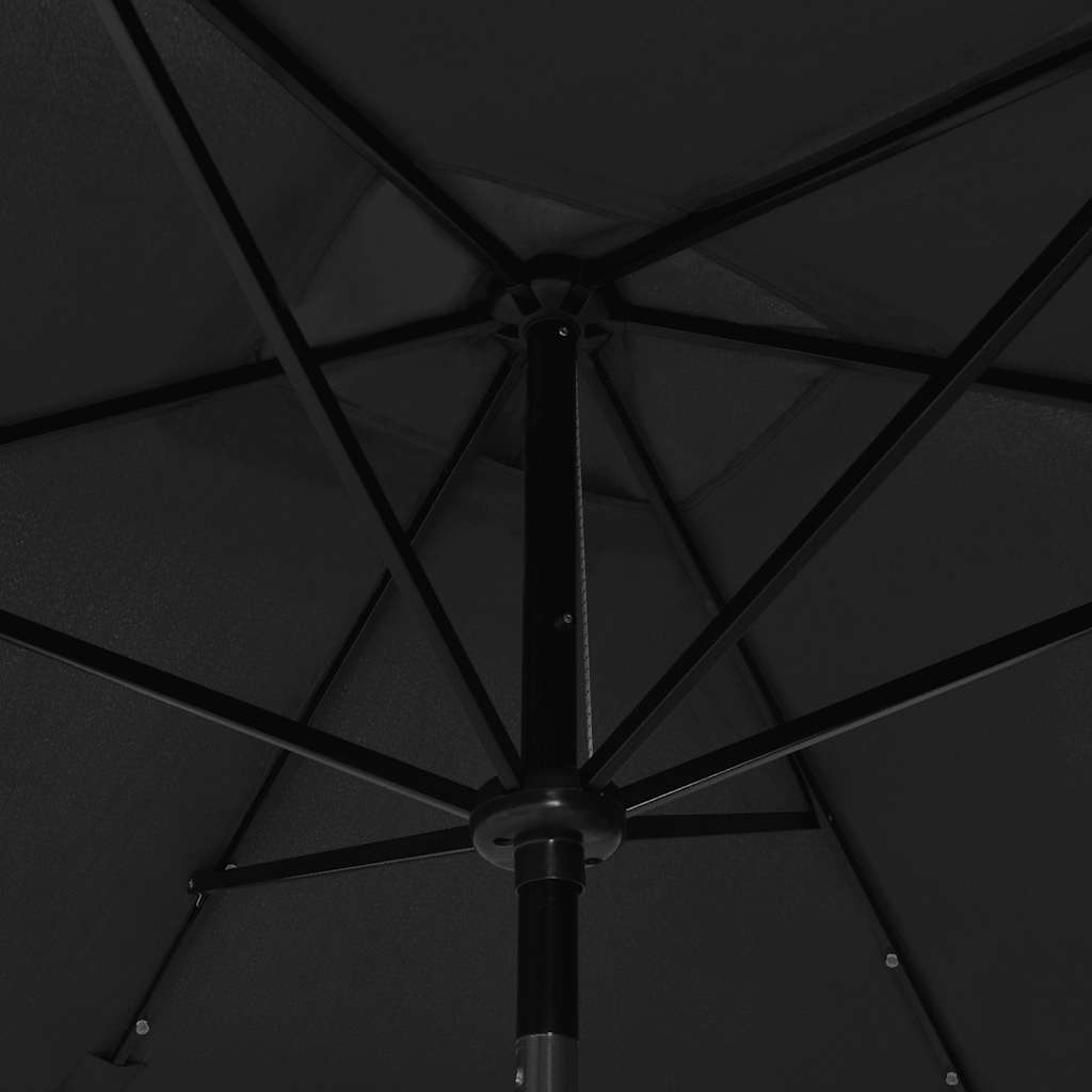 Ombrellone a Sbalzo con Palo in Acciaio e LED Nero 2x3 m