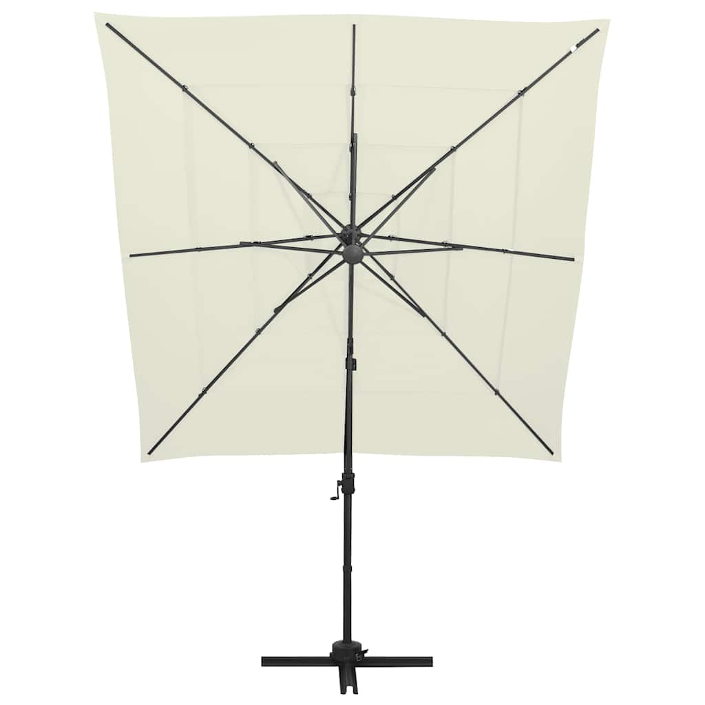 Ombrellone a Sbalzo 4 Livelli Palo Alluminio 250x250 cm Sabbia