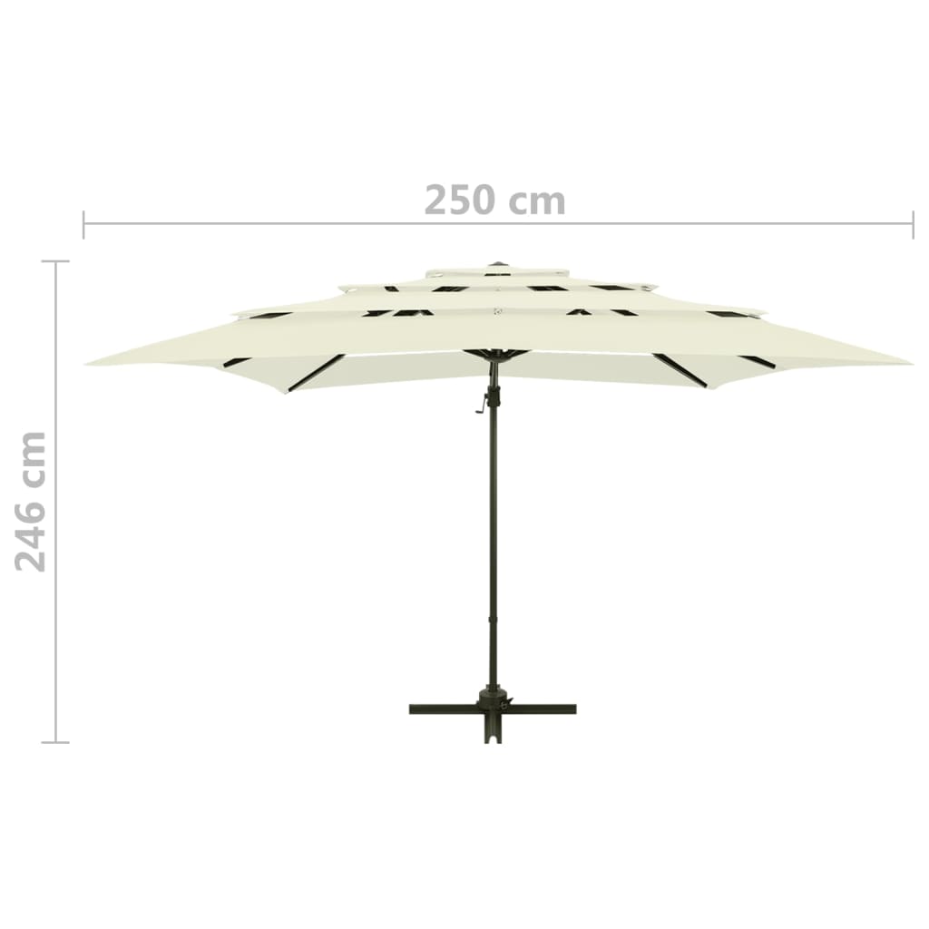 Ombrellone a Sbalzo 4 Livelli Palo Alluminio 250x250 cm Sabbia