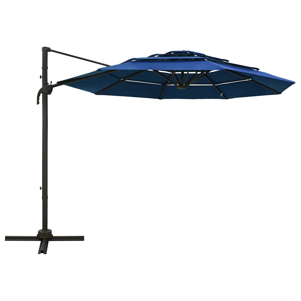 Ombrellone da Giardino 4 Livelli Palo in Alluminio Azzurro 3x3m