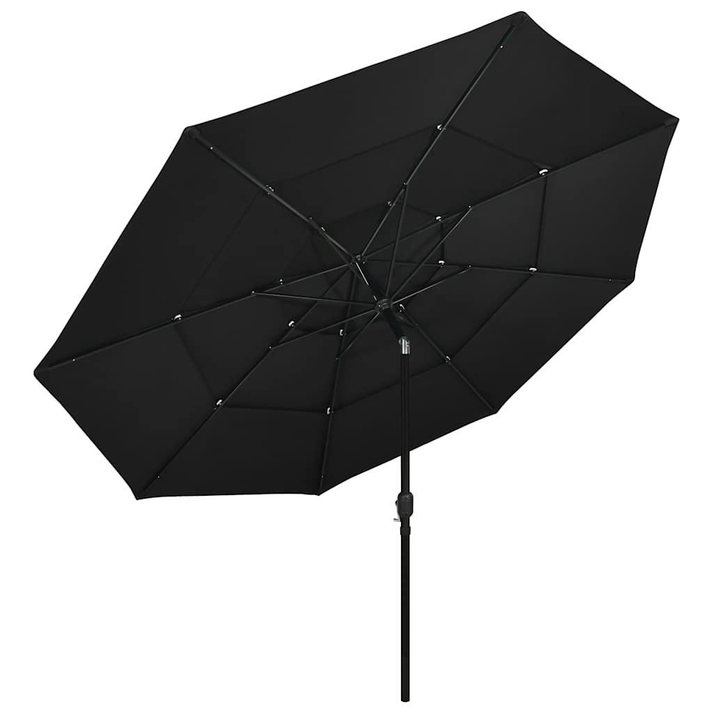 Ombrellone a Sbalzo 3 Livelli Palo Alluminio 3,5 m Nero