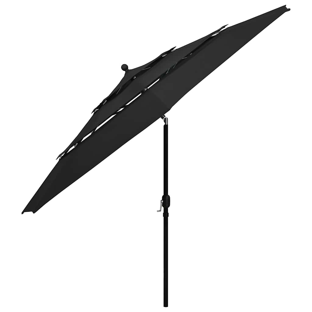 Ombrellone a Sbalzo 3 Livelli Palo Alluminio 3,5 m Nero