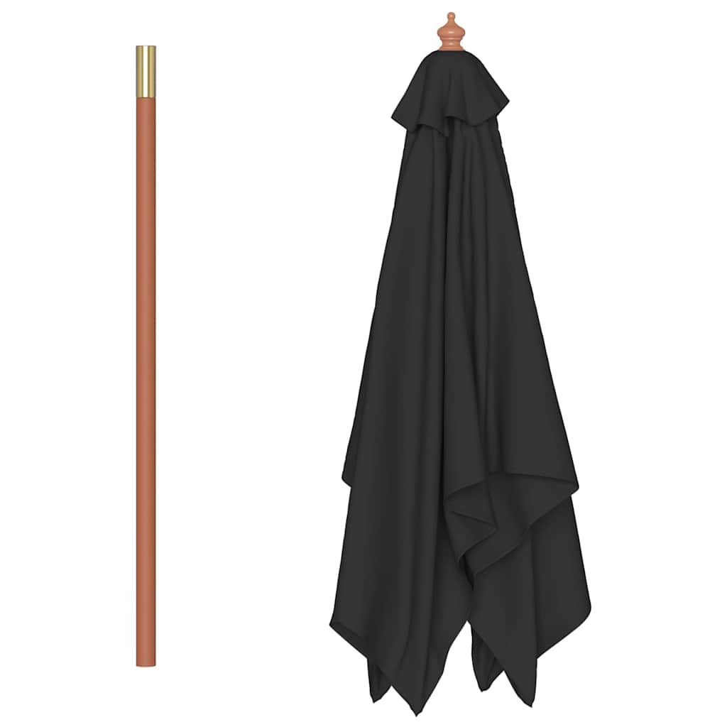 Ombrellone da Giardino con Palo in Legno 150x200 cm Nero