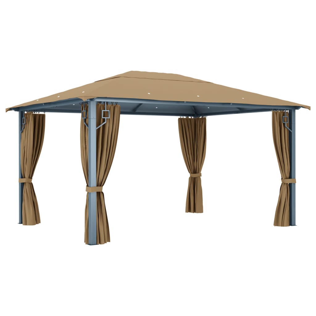 Gazebo con Tenda 400x300 cm Grigio Talpa in Alluminio
