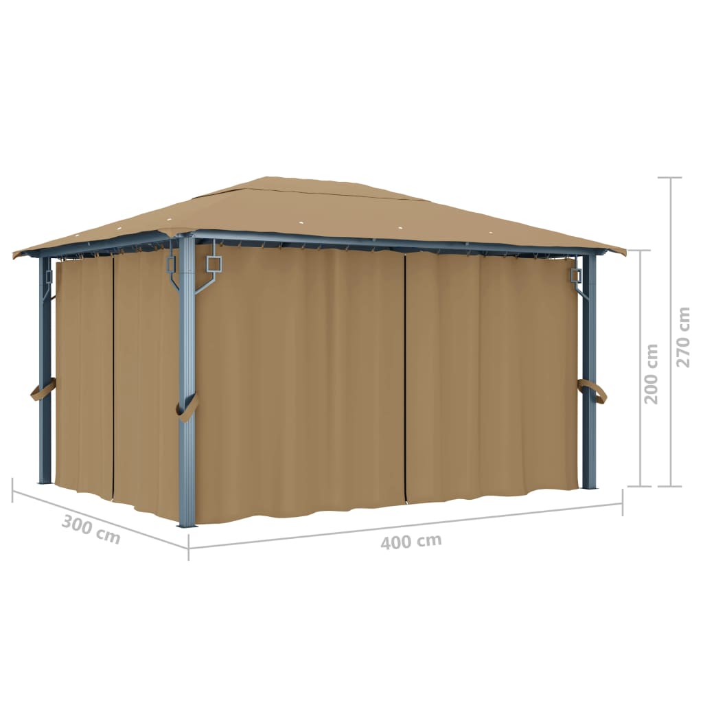 Gazebo con Tenda 400x300 cm Grigio Talpa in Alluminio