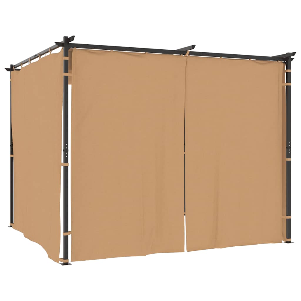 Gazebo con Tende 3x3 cm Grigio Talpa in Acciaio