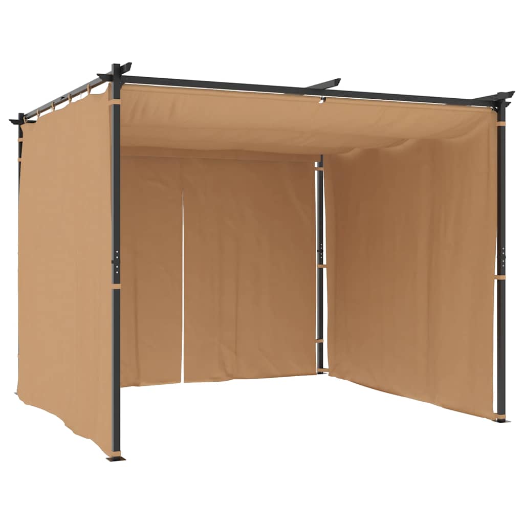 Gazebo con Tende 3x3 cm Grigio Talpa in Acciaio
