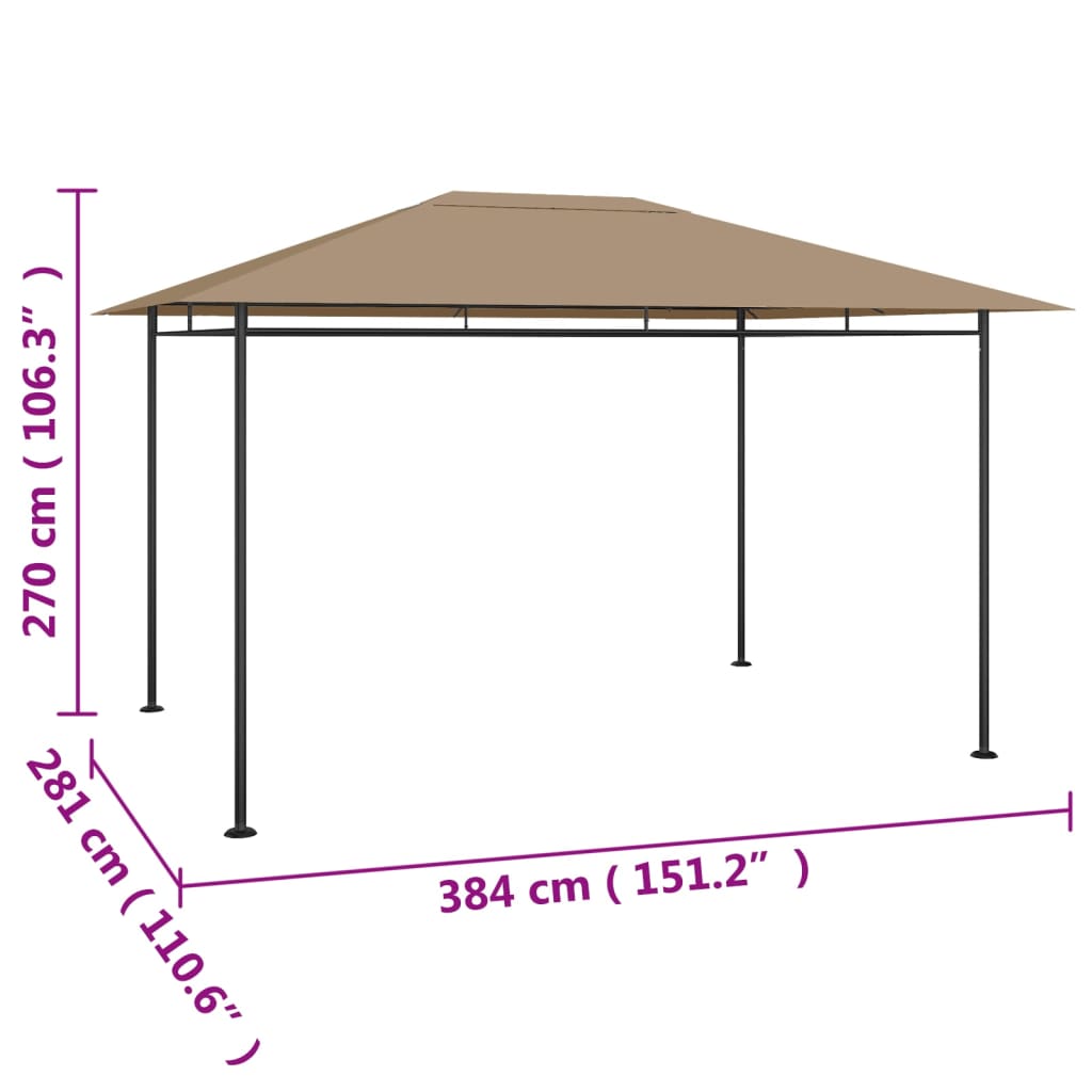 Gazebo 384x281x270 cm Grigio Talpa 180 g/m²