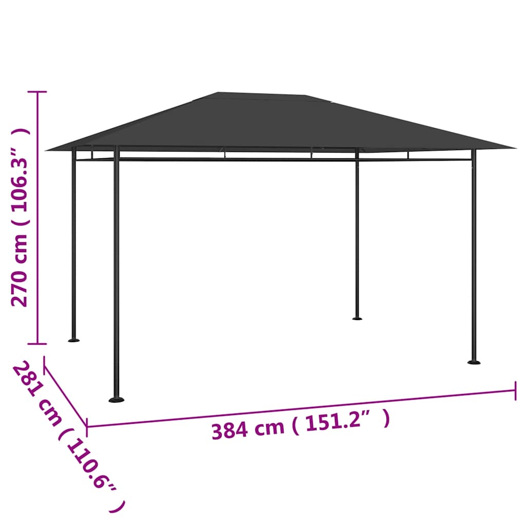 Gazebo 384x281x270 cm Antracite 180 g/m²