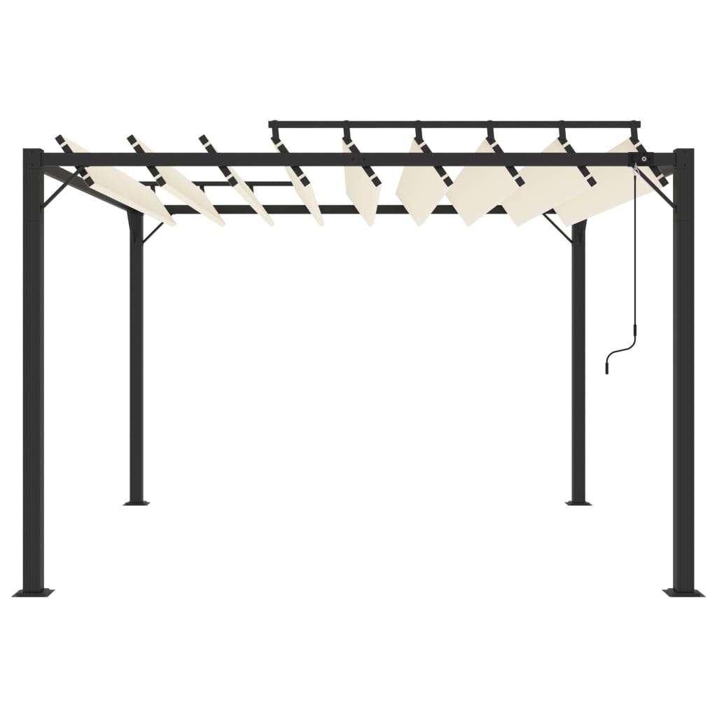 Gazebo con Tetto a Lamelle 3x3 m in Tessuto Crema e Alluminio