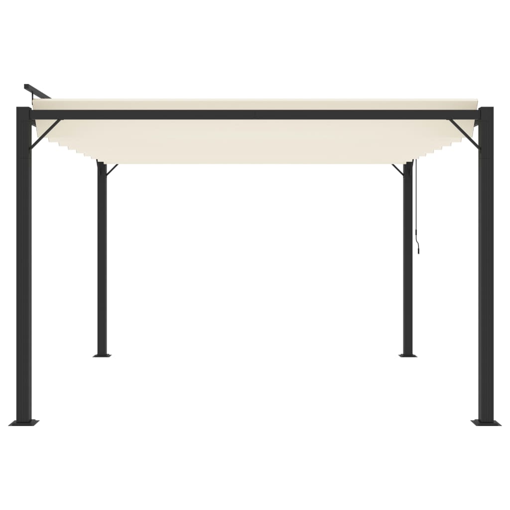 Gazebo con Tetto a Lamelle 3x3 m in Tessuto Crema e Alluminio