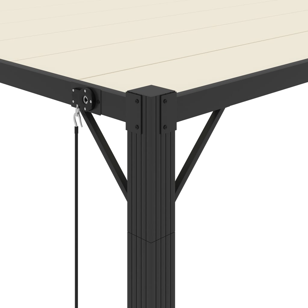 Gazebo con Tetto a Lamelle 3x3 m in Tessuto Crema e Alluminio