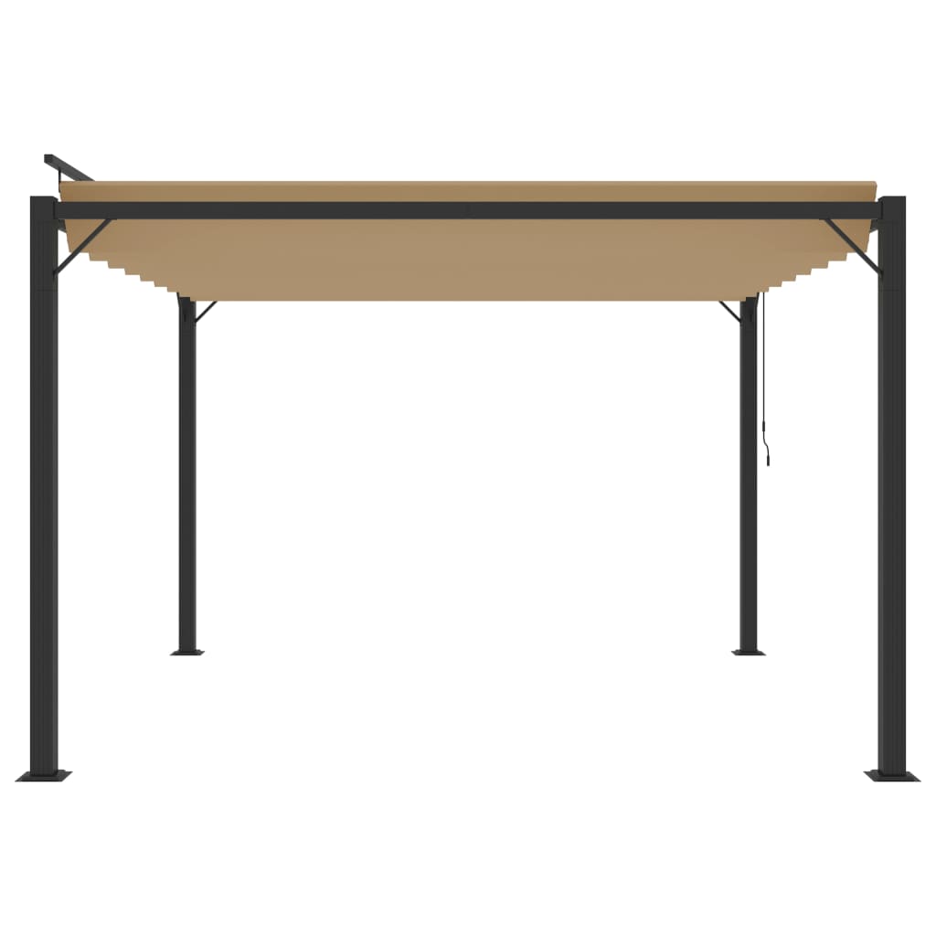 Gazebo con Tetto a Lamelle 3x3 m in Tessuto Tortora e Alluminio
