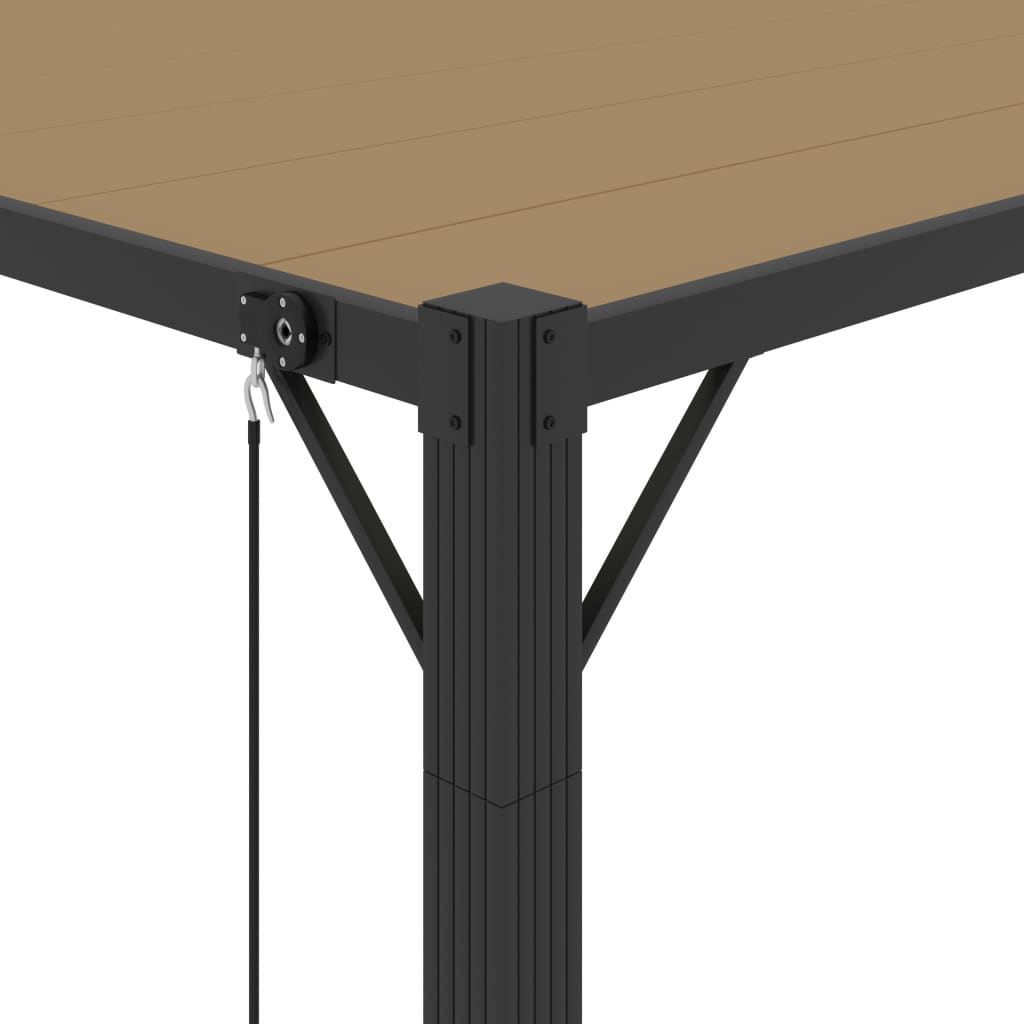Gazebo con Tetto a Lamelle 3x3 m in Tessuto Tortora e Alluminio