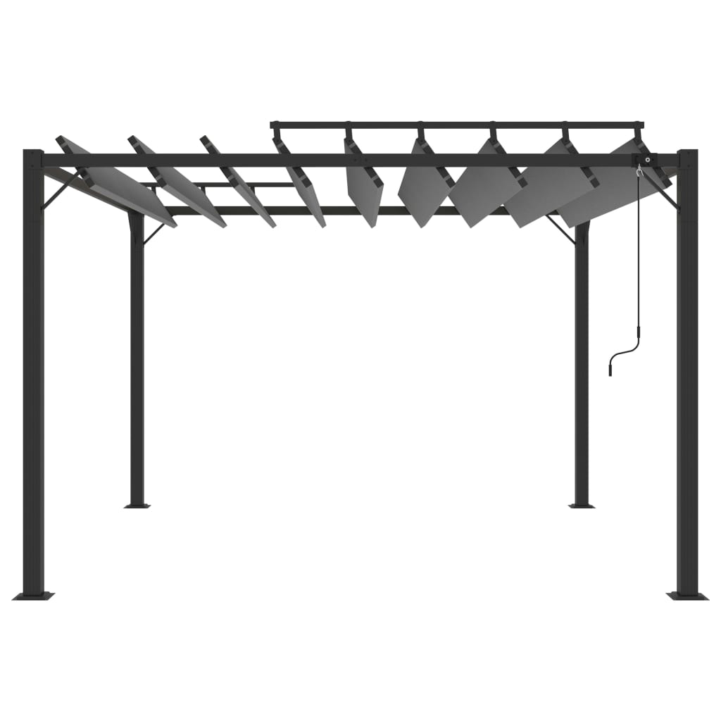 Gazebo con Tetto a Lamelle 3x3 m in Tessuto Antracite/Alluminio