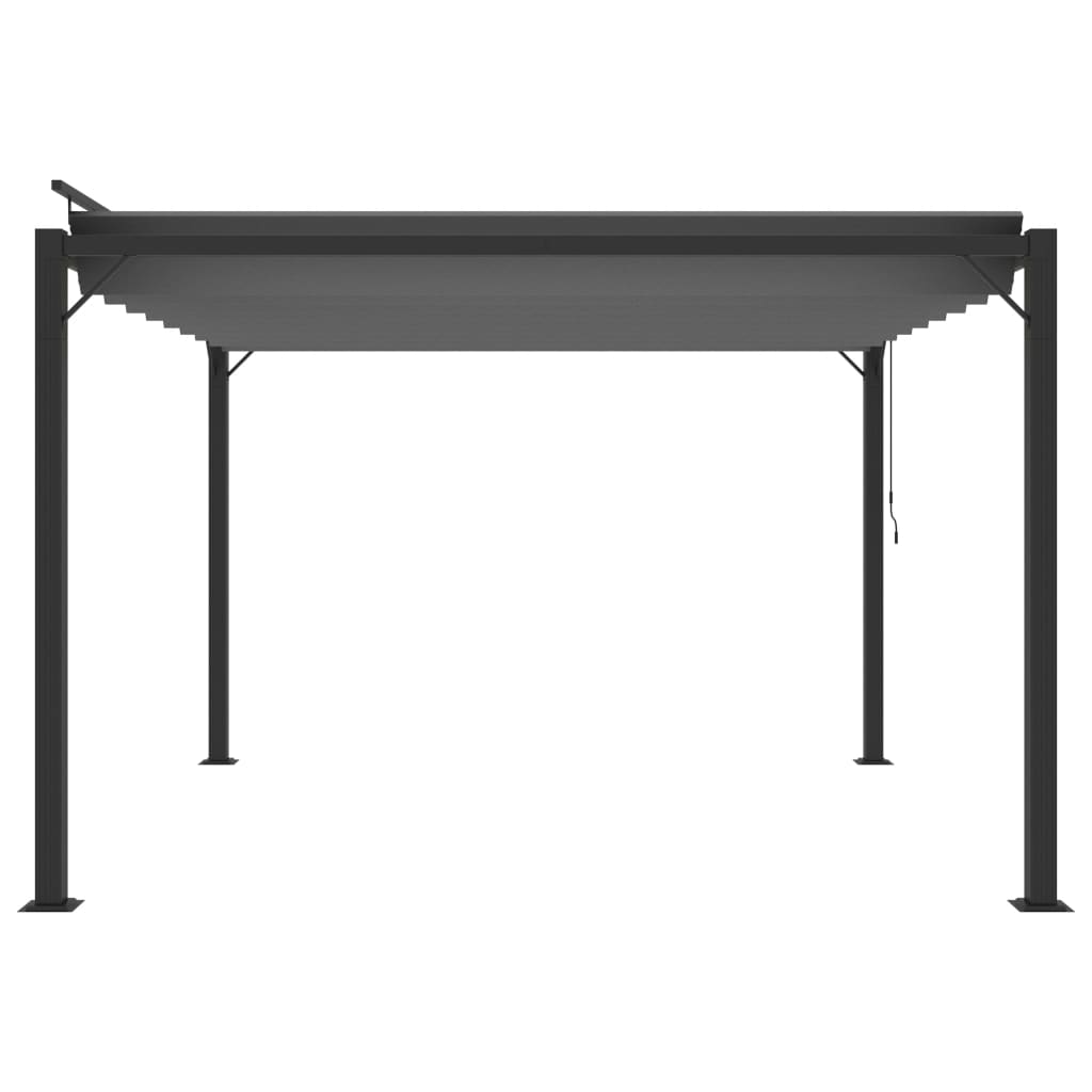 Gazebo con Tetto a Lamelle 3x3 m in Tessuto Antracite/Alluminio