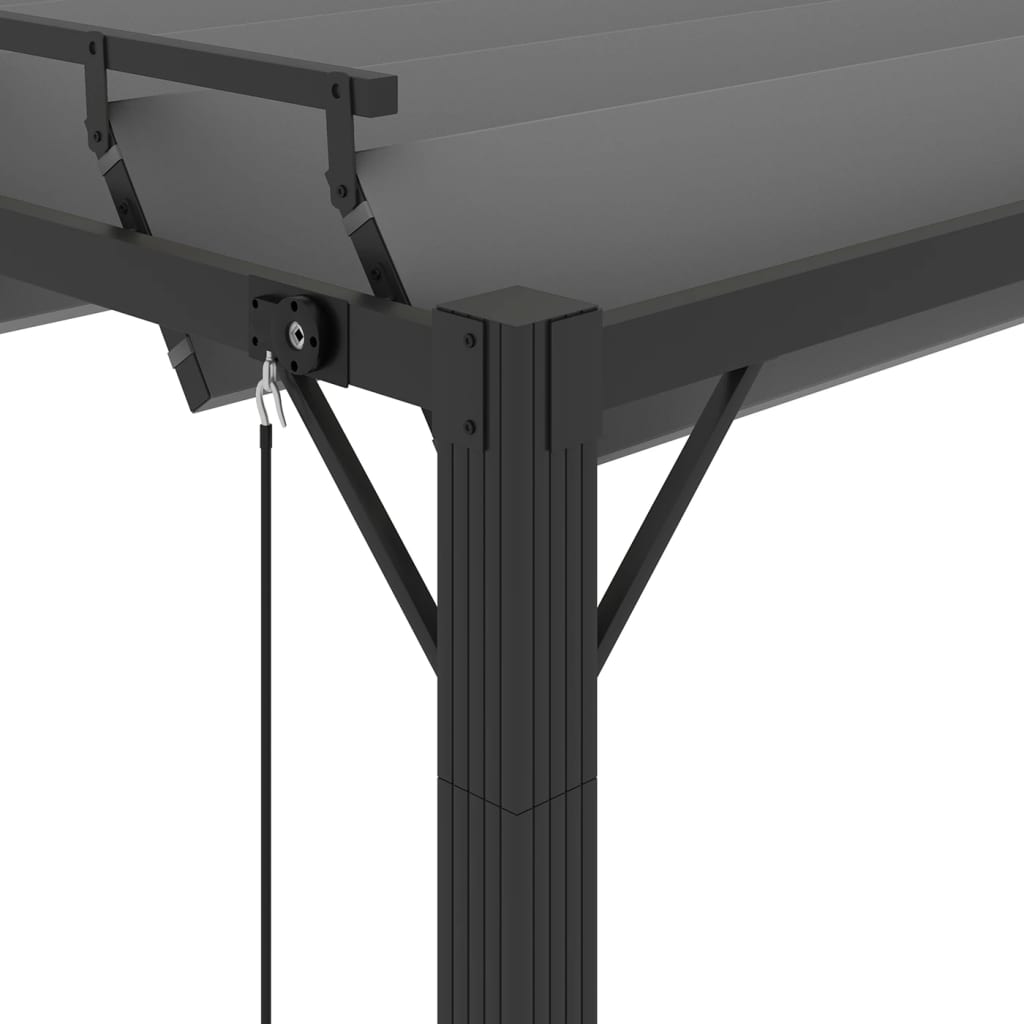 Gazebo con Tetto a Lamelle 3x3 m in Tessuto Antracite/Alluminio