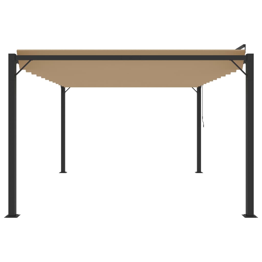 Gazebo con Tetto a Lamelle 3x4 m in Tessuto Tortora e Alluminio