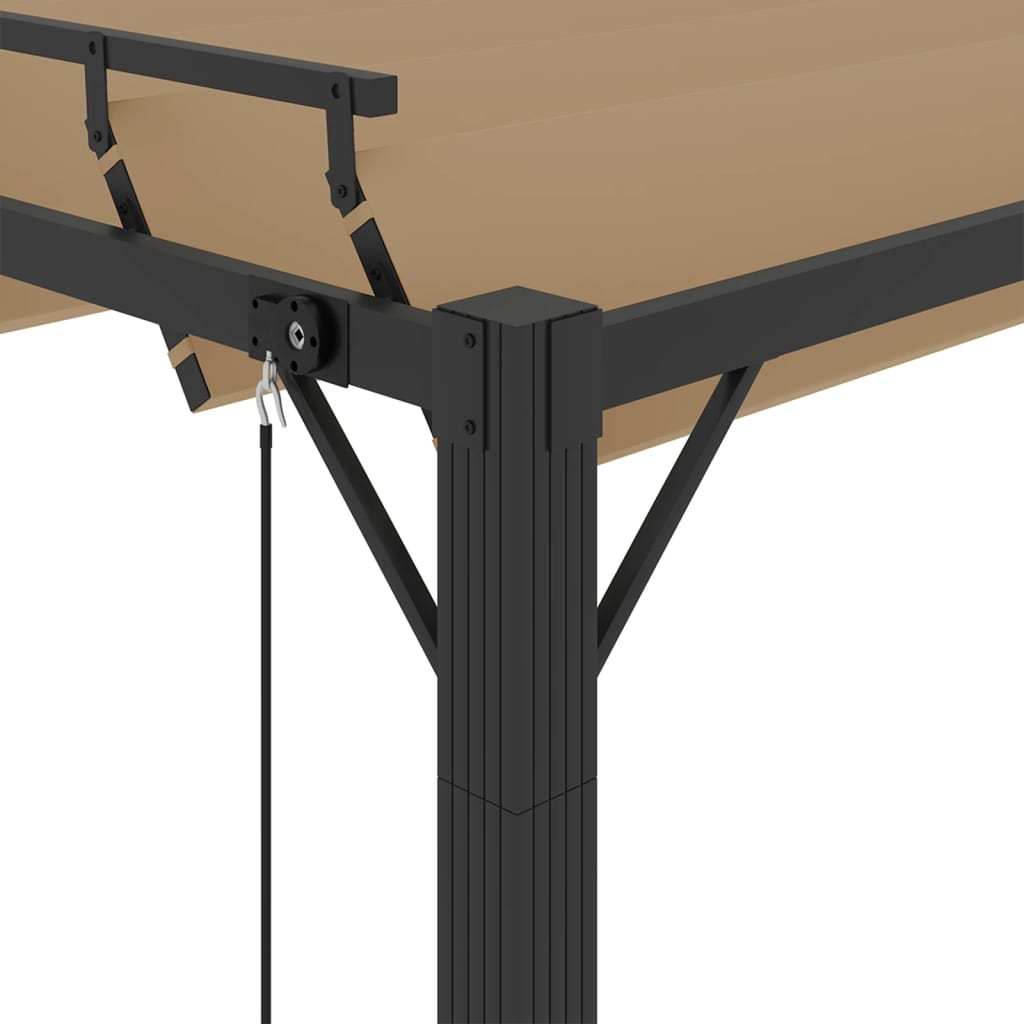 Gazebo con Tetto a Lamelle 3x4 m in Tessuto Tortora e Alluminio
