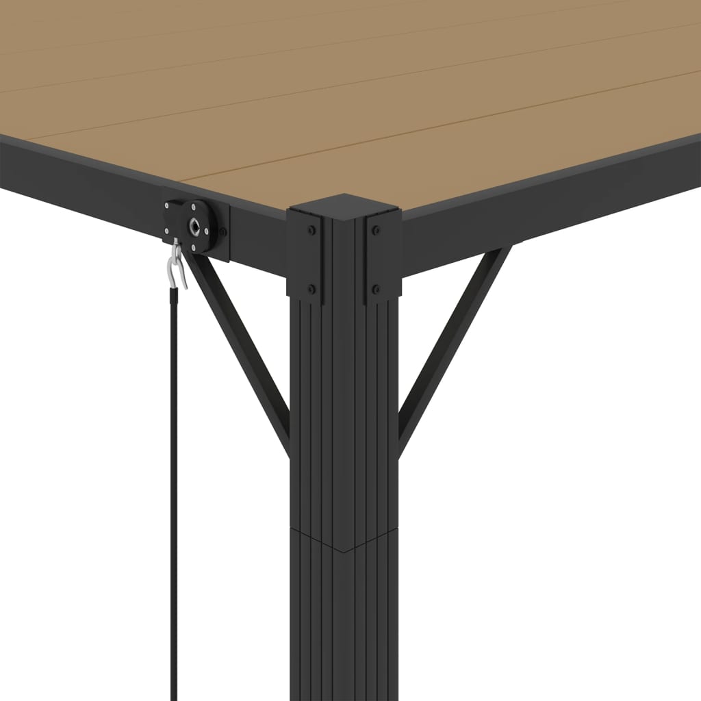 Gazebo con Tetto a Lamelle 3x4 m in Tessuto Tortora e Alluminio